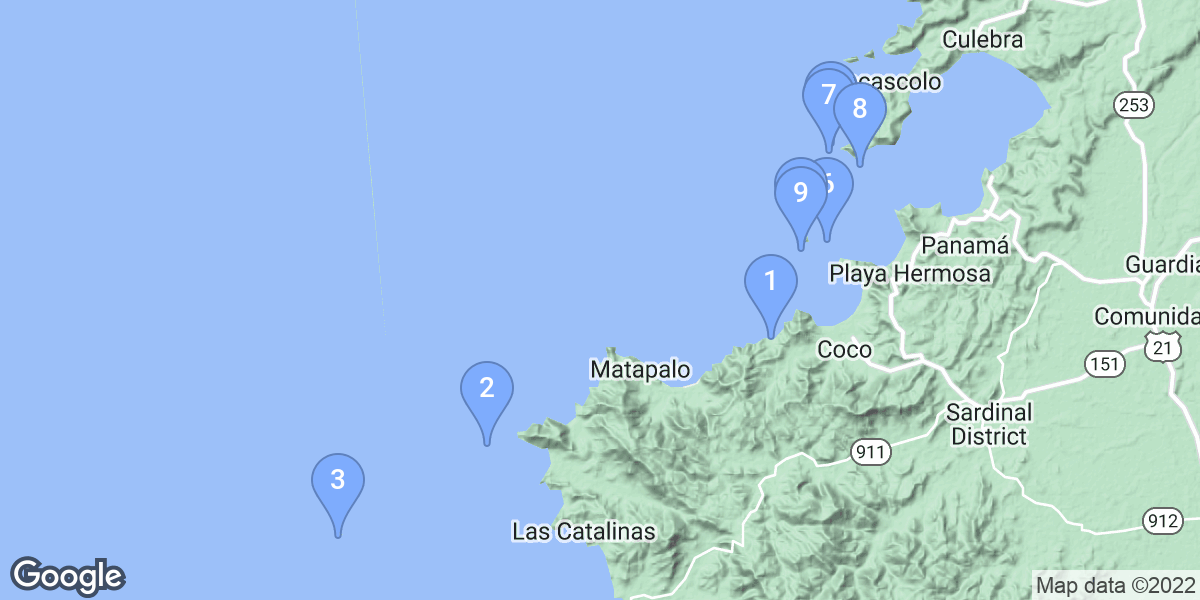 Guanacaste Province dive site map