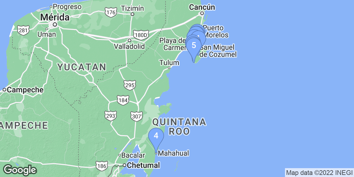 Quintana Roo dive site map