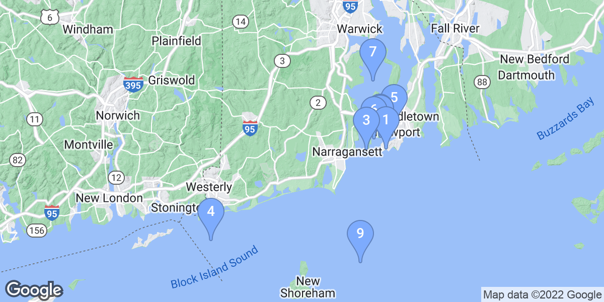Rhode Island dive site map