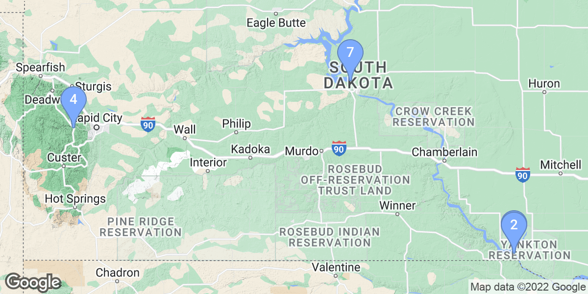 South Dakota dive site map
