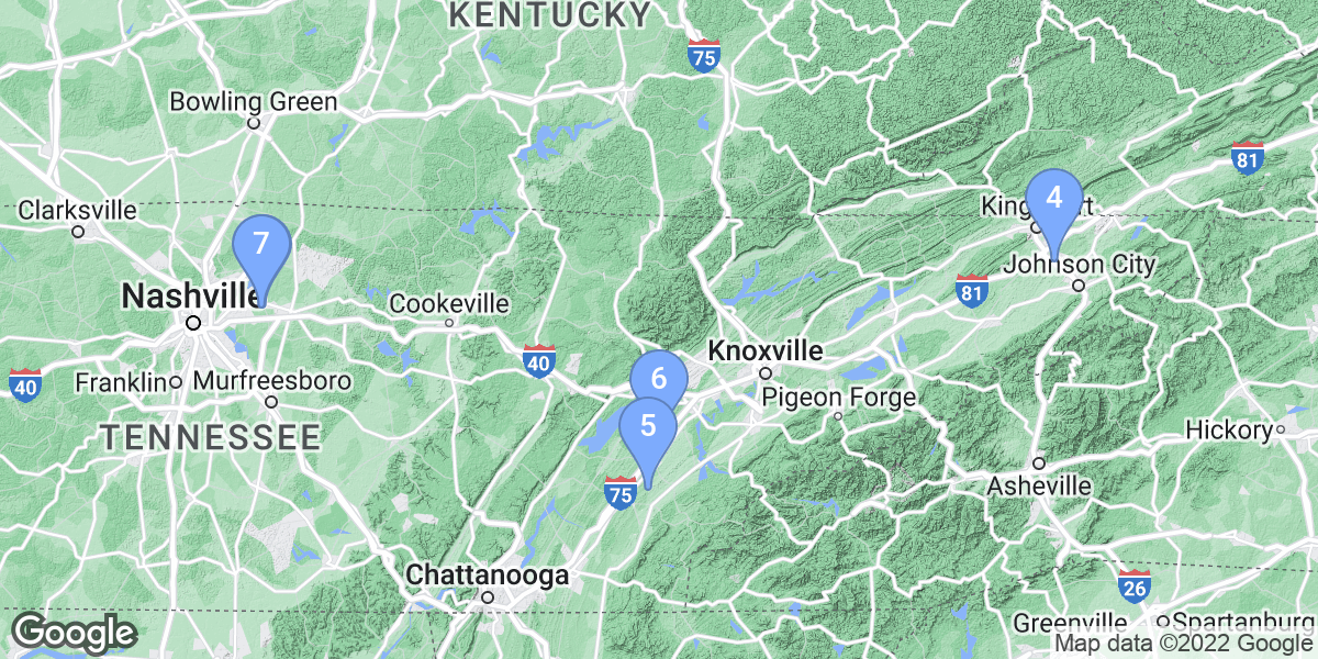 Tennessee dive site map