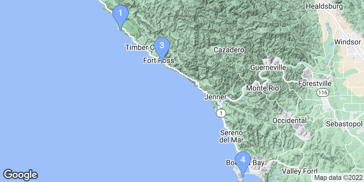 Sonoma County dive site map