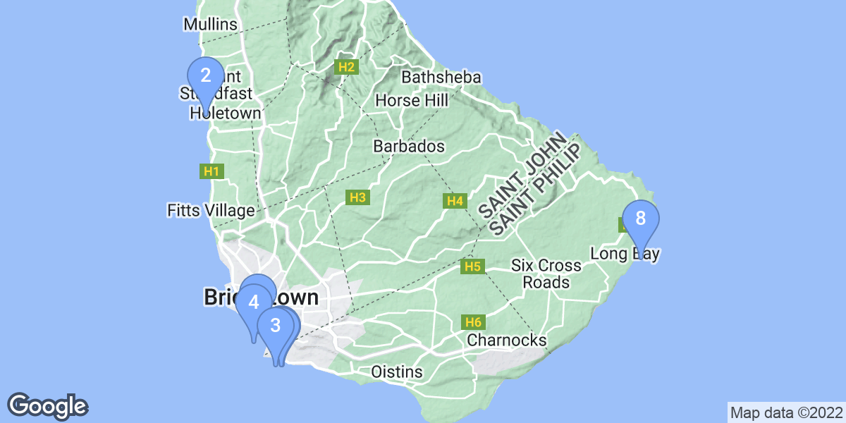 Barbados dive site map