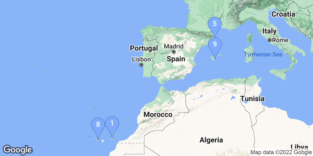 Spain dive site map