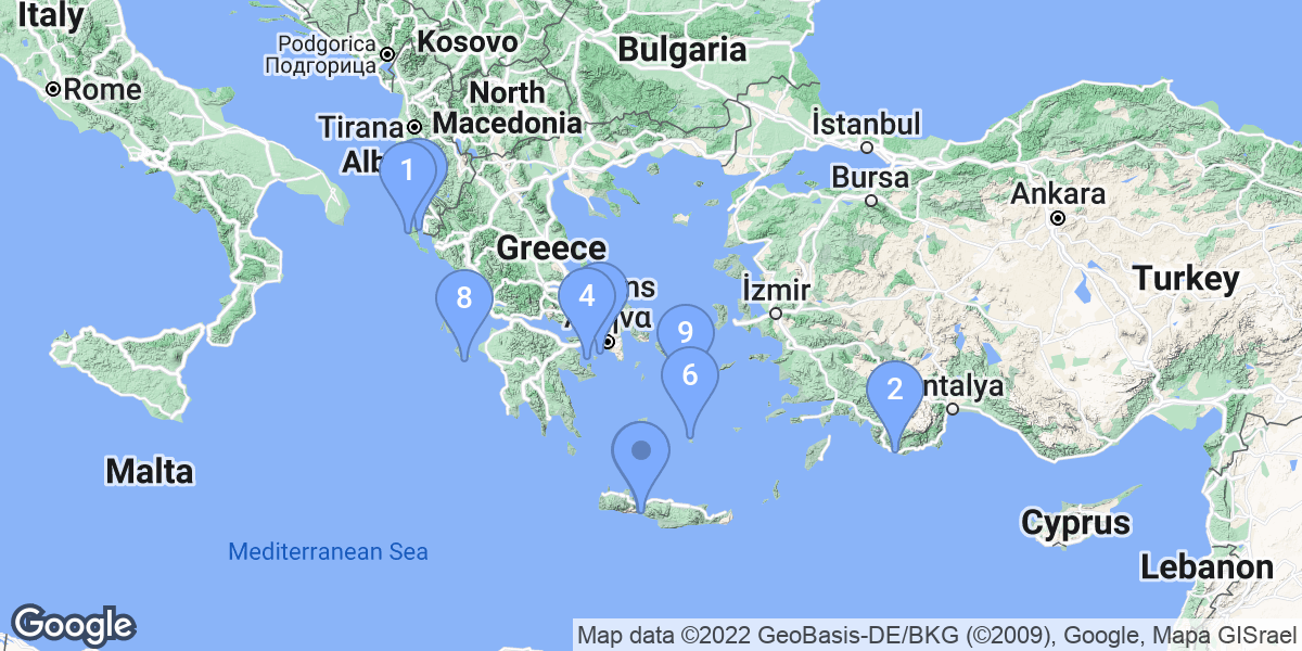 Greece dive site map