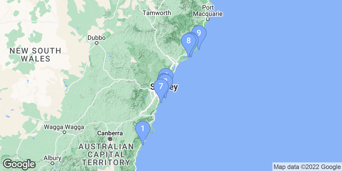 New South Wales dive site map