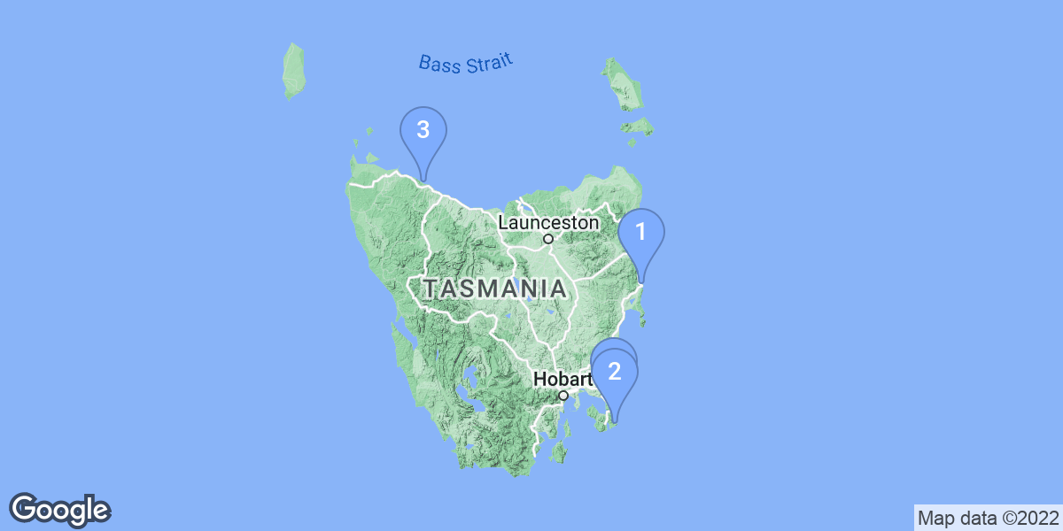 Tasmania dive site map