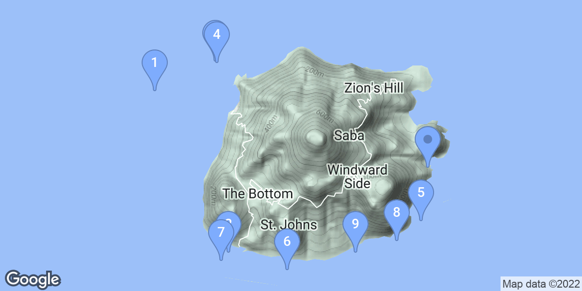 Saba dive site map
