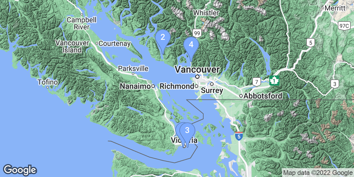 British Columbia dive site map