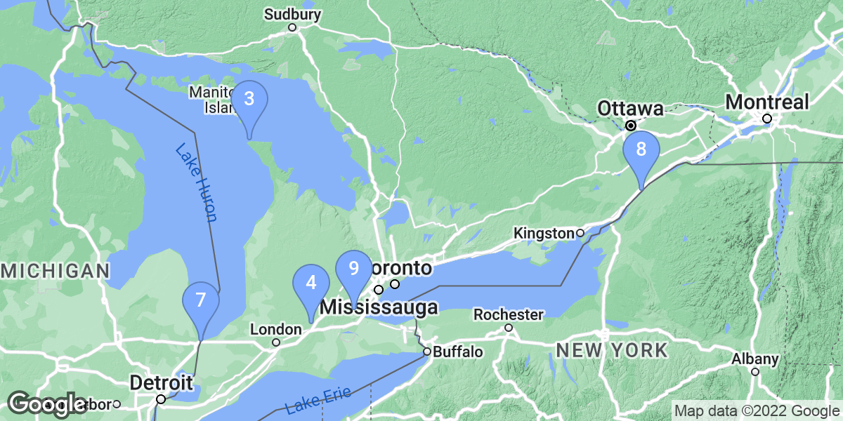 Ontario dive site map