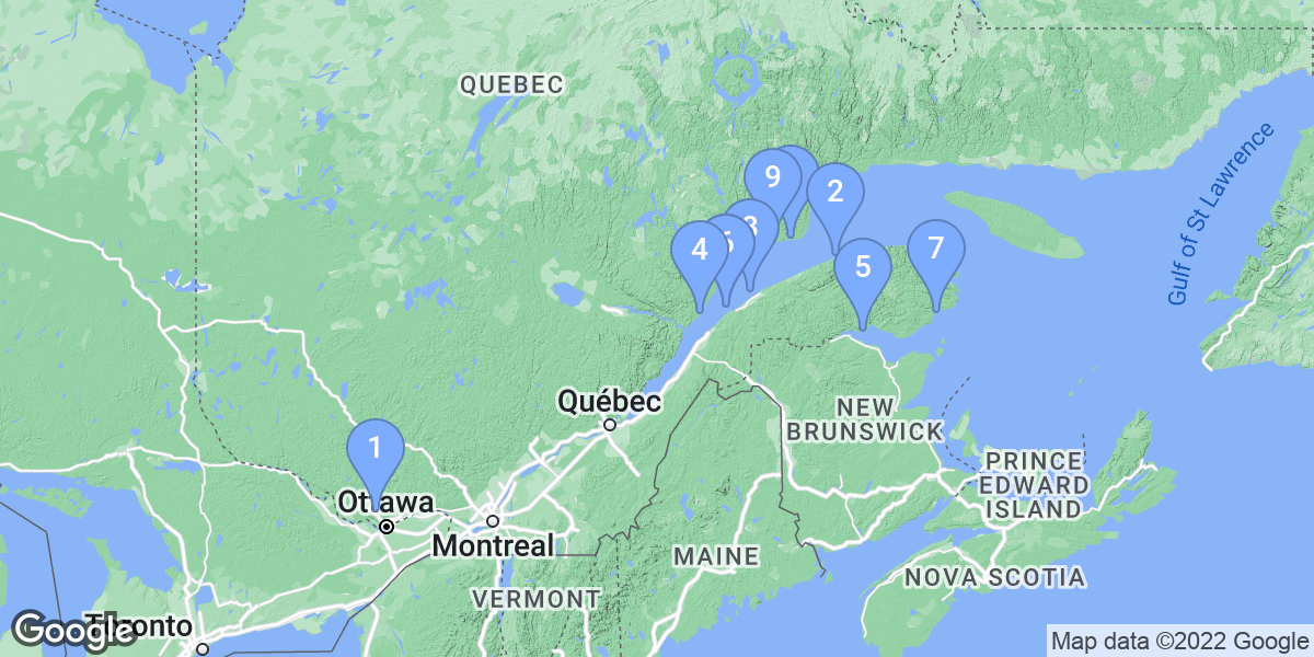 Quebec dive site map