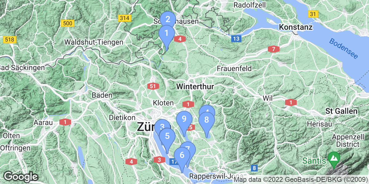 Zürich dive site map