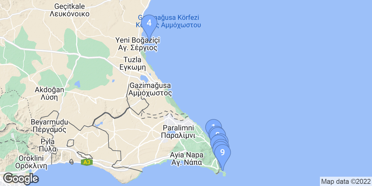 Famagusta dive site map