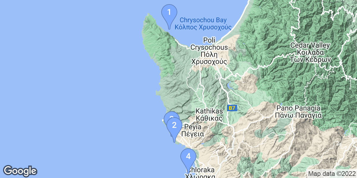 Paphos dive site map
