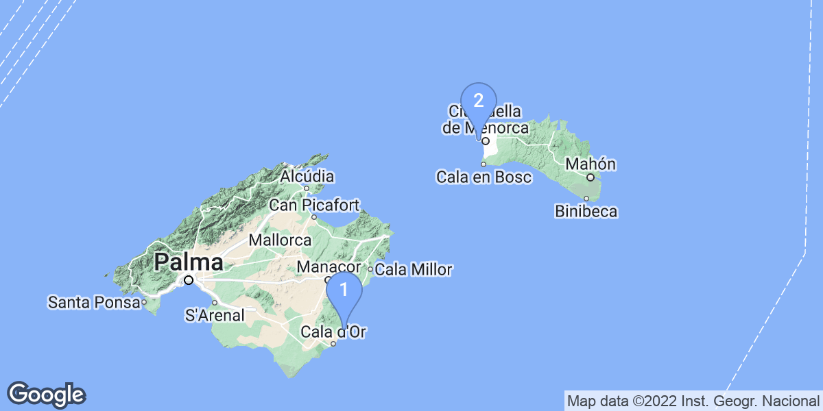 Islas Baleares dive site map