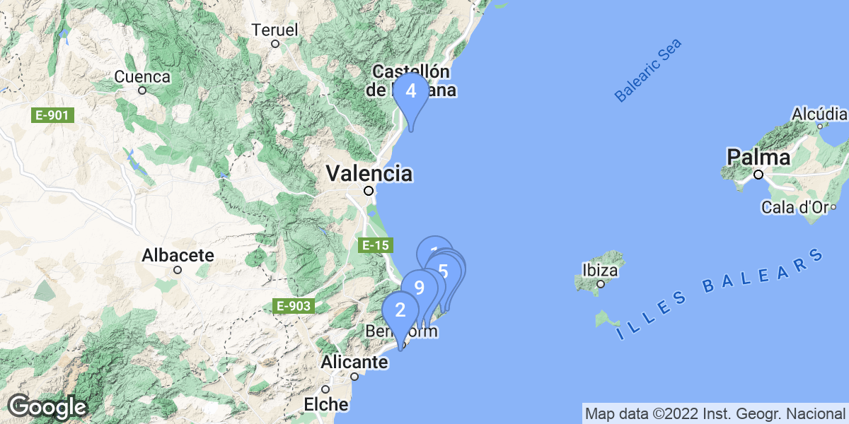 Valencian Community dive site map