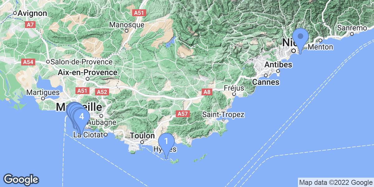 Provence-Alpes-Côte d'Azur dive site map