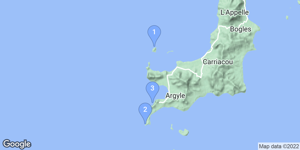 Carriacou and Petite Martinique dive site map