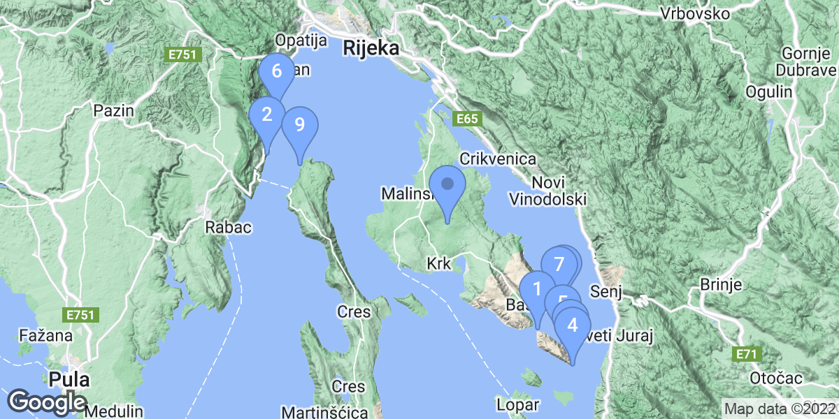 Primorje-Gorski Kotar County dive site map