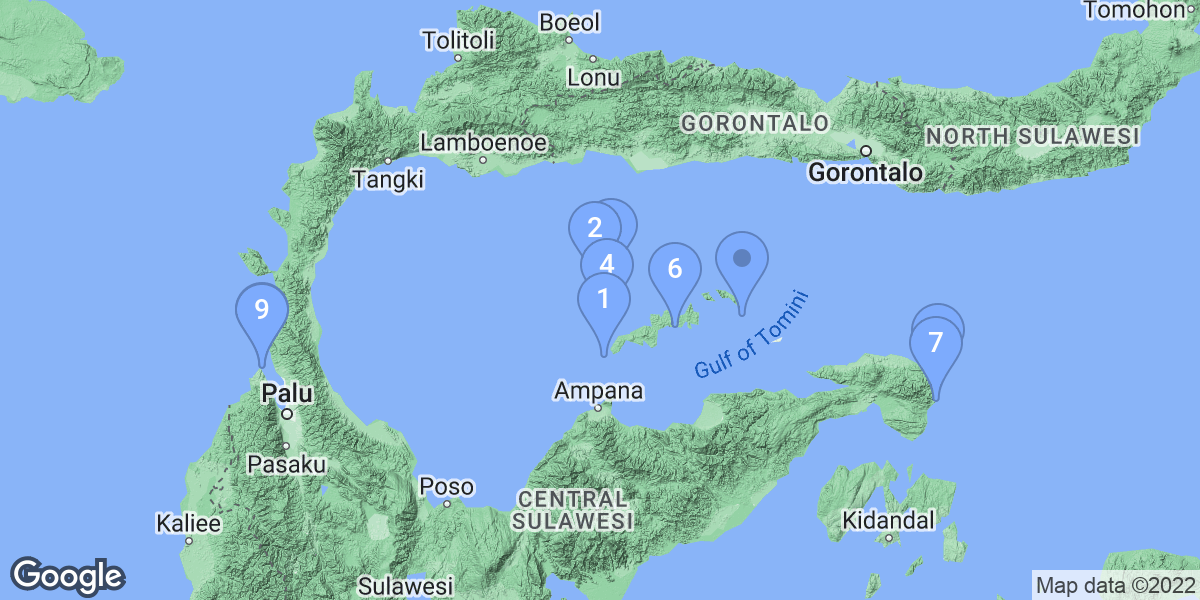 Central Sulawesi dive site map