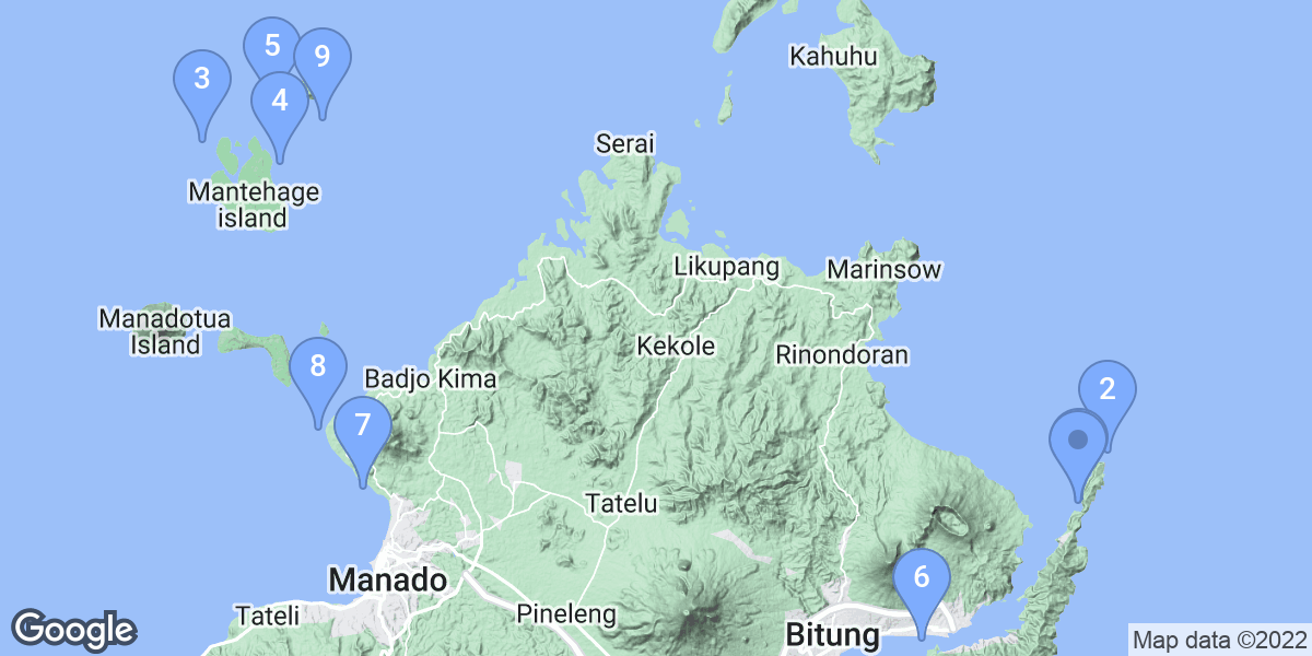 North Sulawesi dive site map
