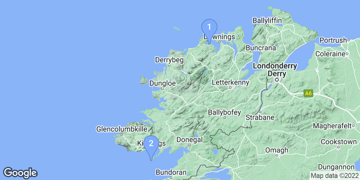 County Donegal dive site map