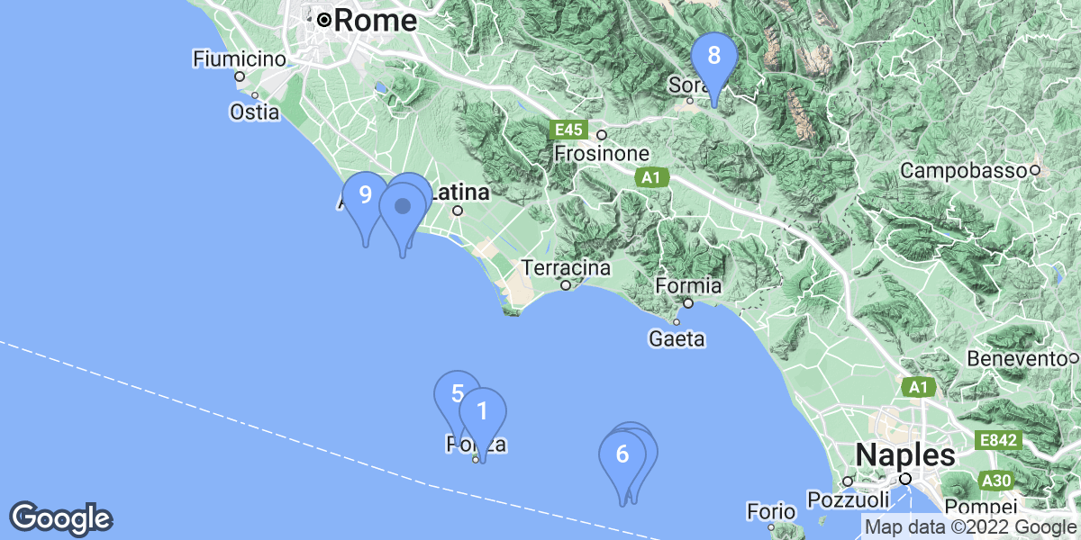Lazio dive site map