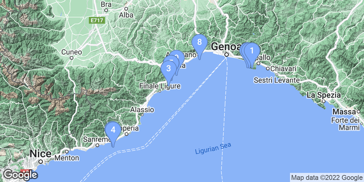 Liguria dive site map