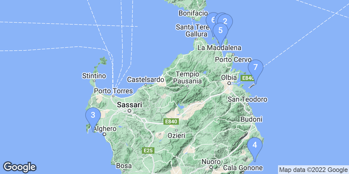 Sardinia dive site map