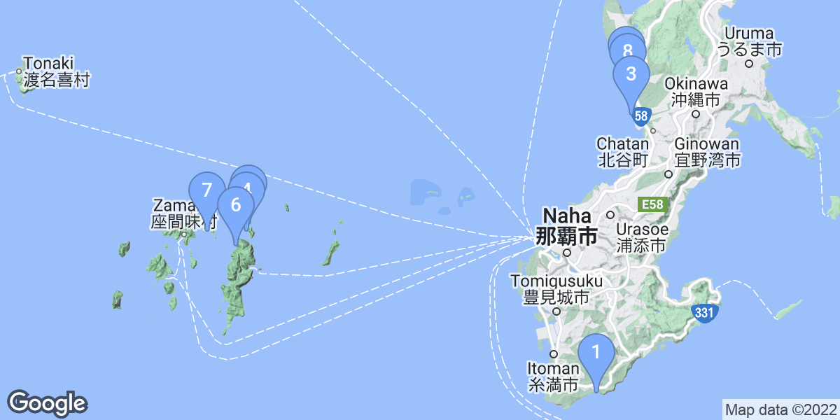 Okinawa dive site map