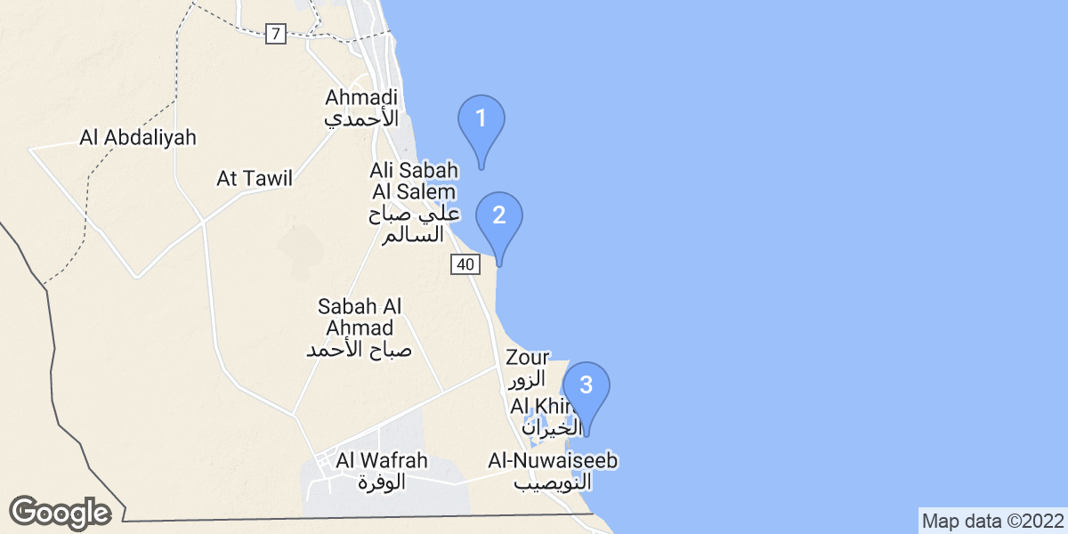 Al Ahmadi Governorate dive site map