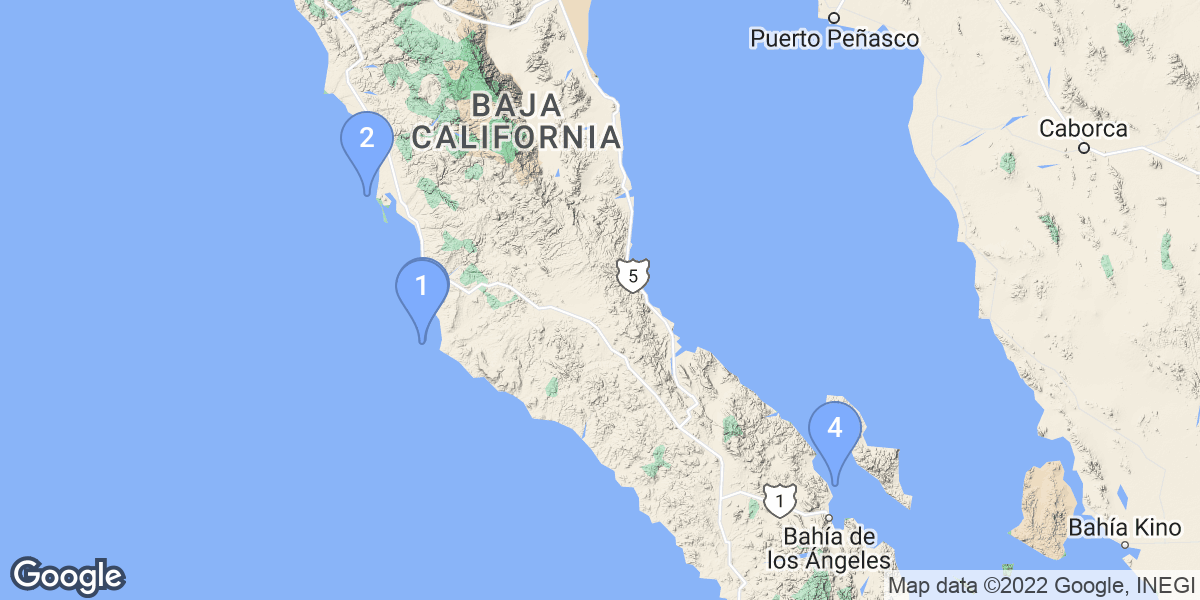 Baja California dive site map