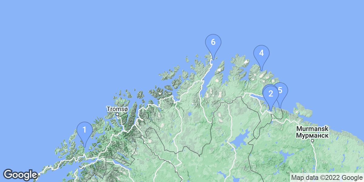 Troms og Finnmark fylke dive site map