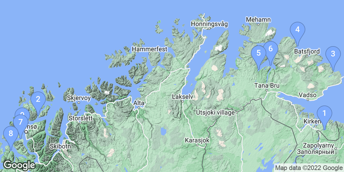 Troms og Finnmark dive site map