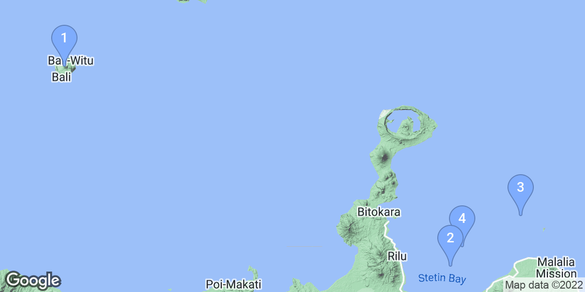 West New Britain Province dive site map