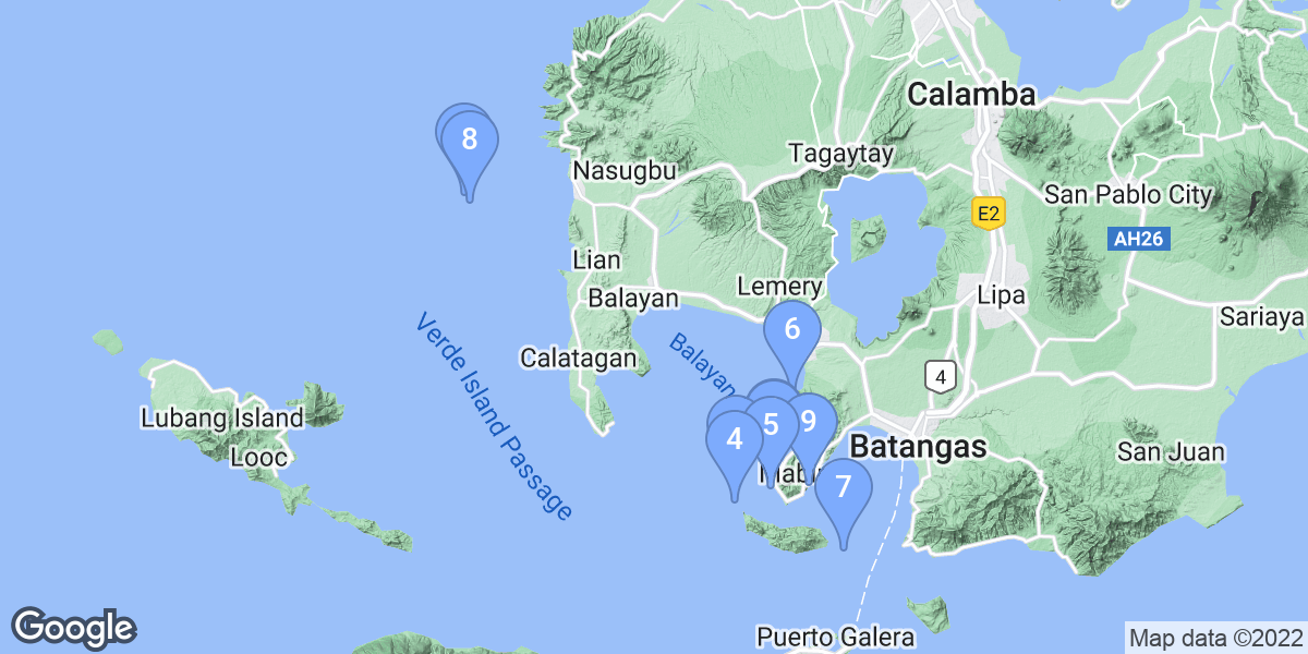 Calabarzon dive site map