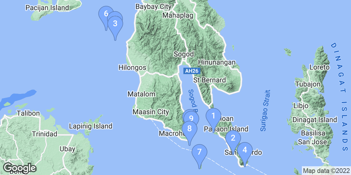 Eastern Visayas dive site map