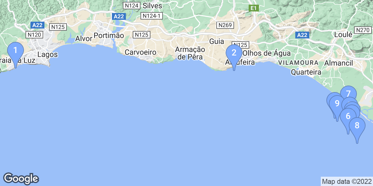 Faro District dive site map