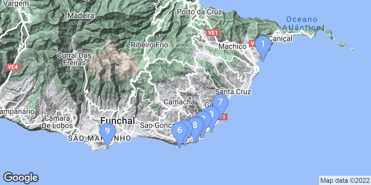 Madeira dive site map