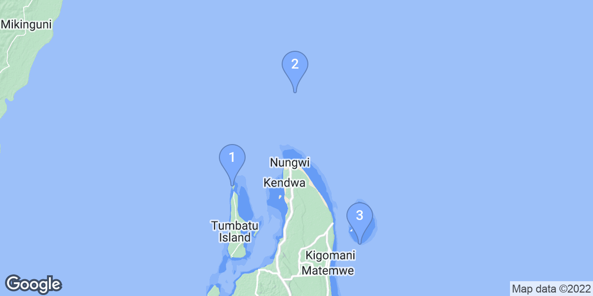 Unguja North Region dive site map