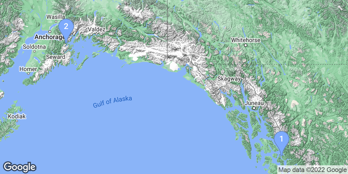 Alaska dive site map