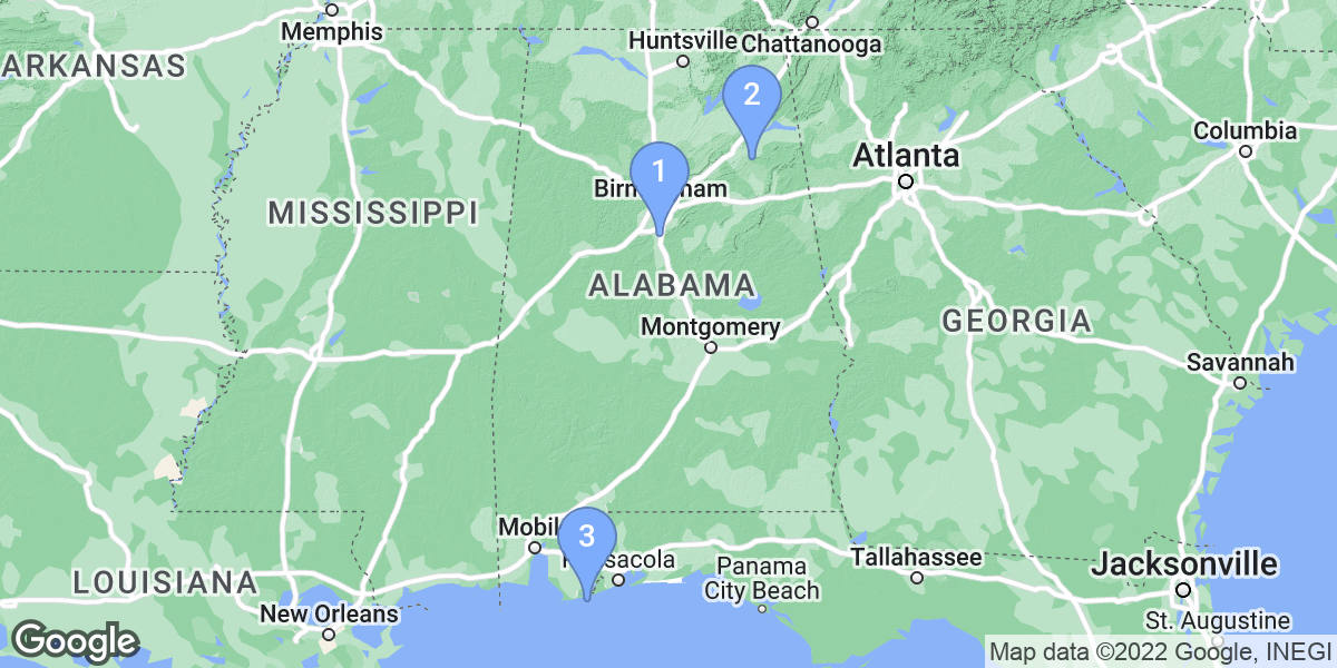 Alabama dive site map