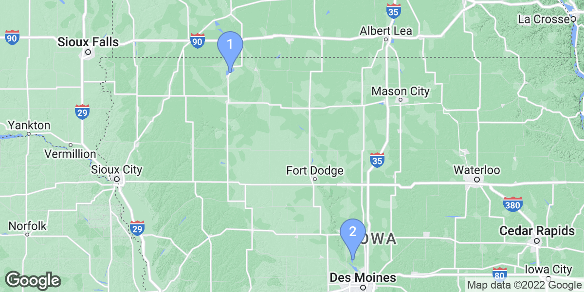 Iowa dive site map