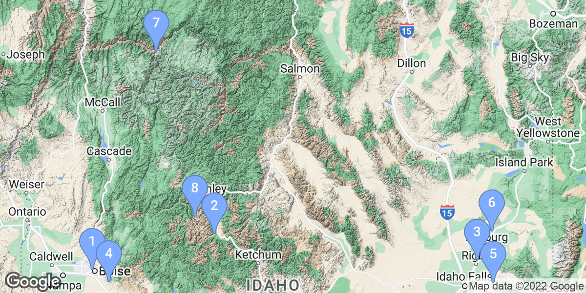 Idaho dive site map