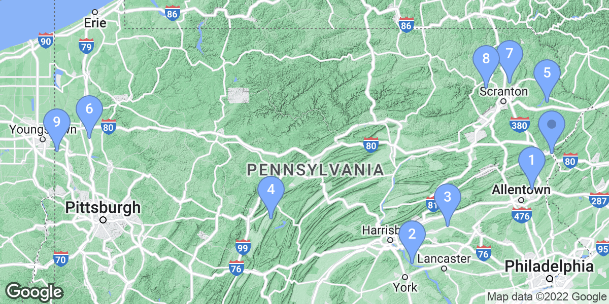 Pennsylvania dive site map