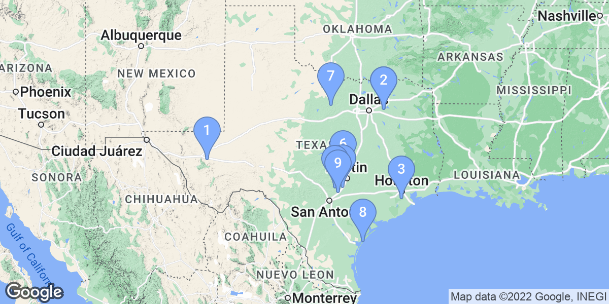 Texas dive site map