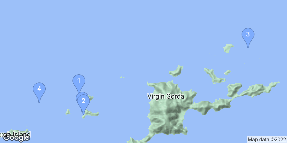 Virgin Gorda dive site map