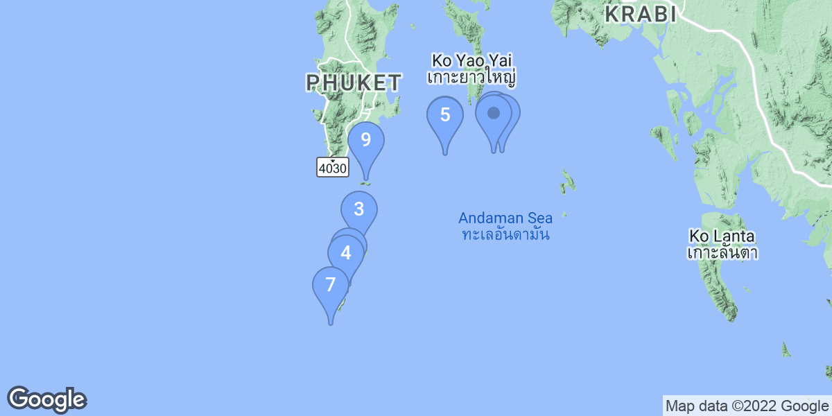 Mueang Phuket District dive site map