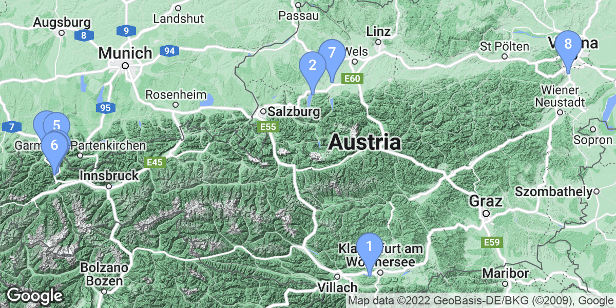 Austria dive site map