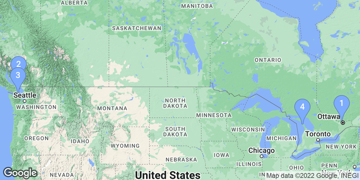 Canada dive site map
